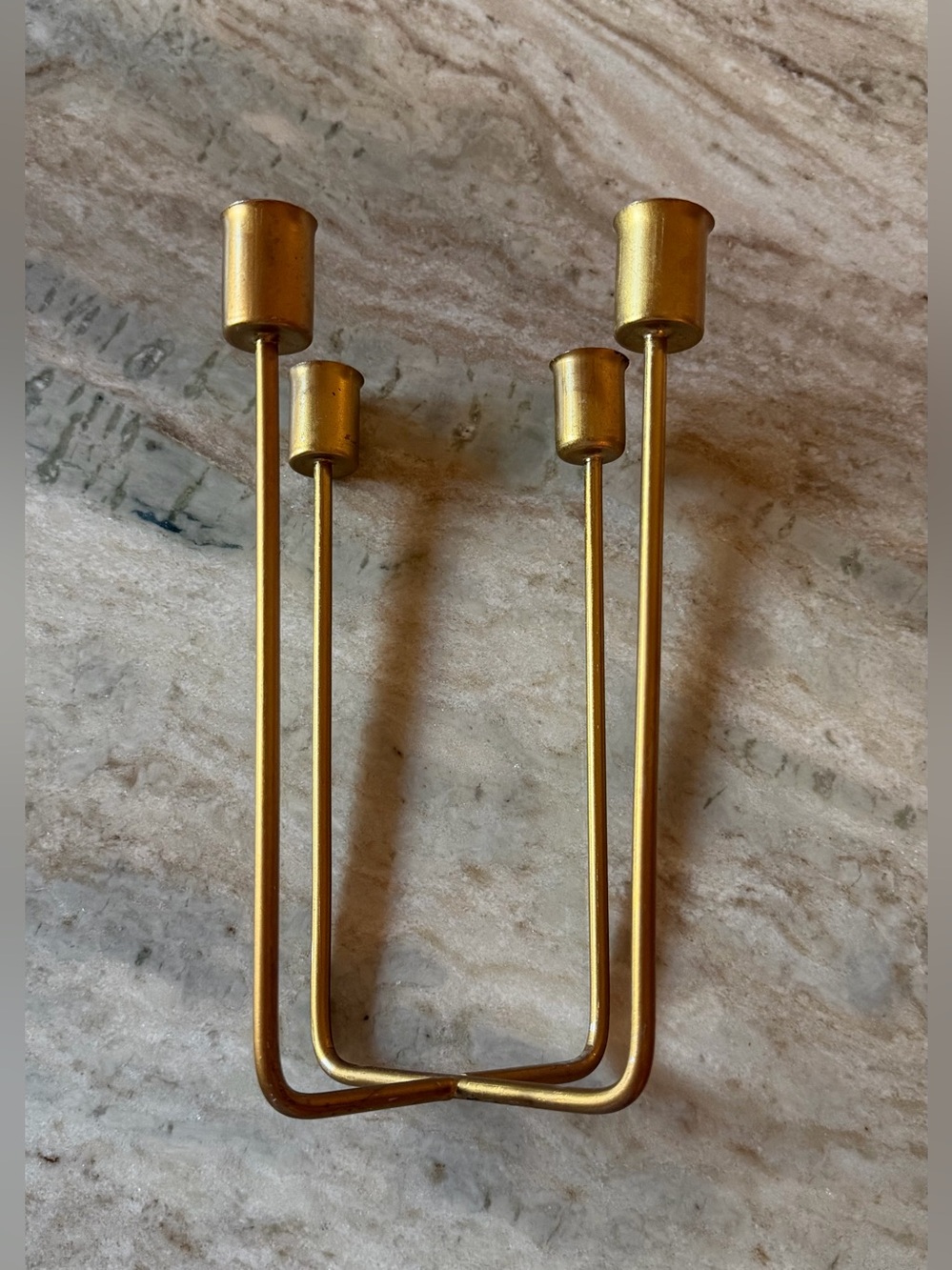 Gold Tone Four-Arm Candle Holder